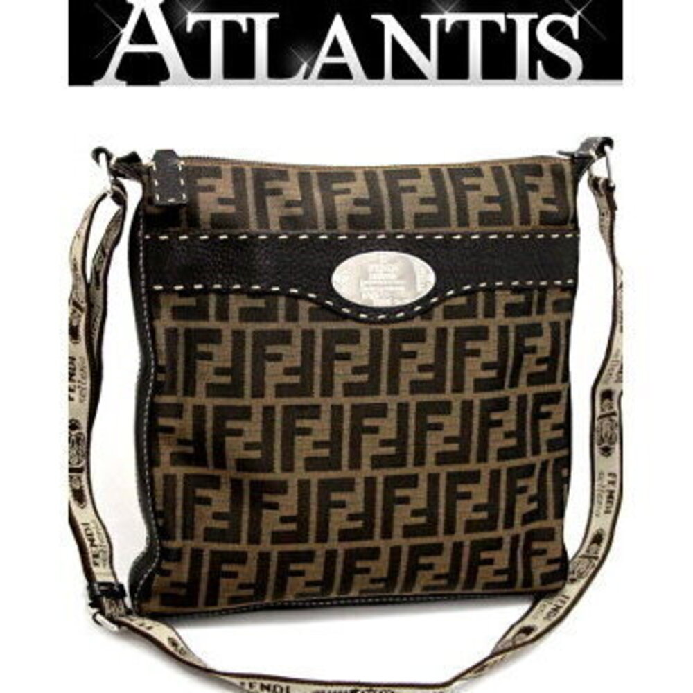 Fendi Zucca Shoulder Bag Logo Brown Canvas